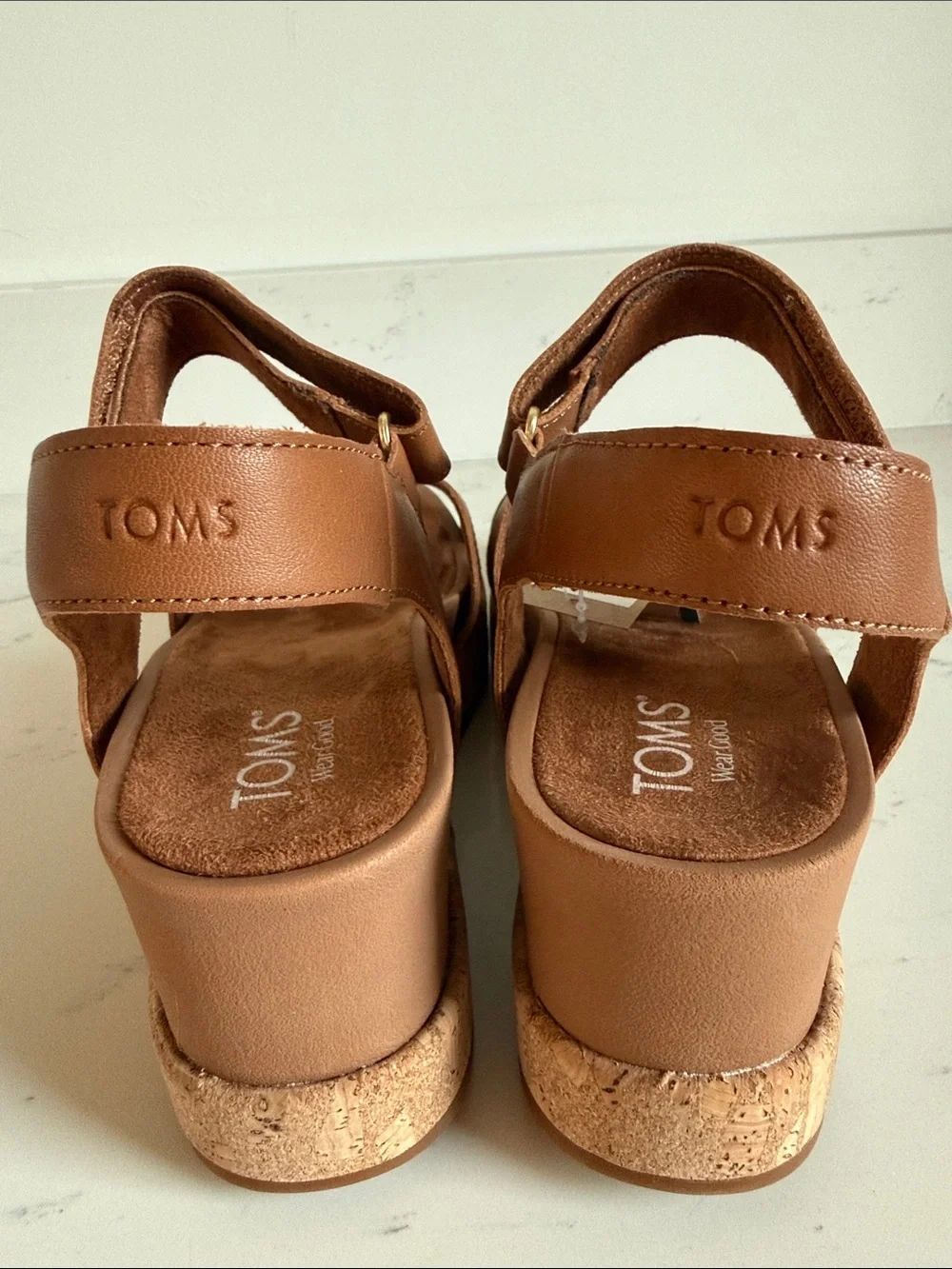 Toms Alana Open Toe Wedge Sandals Color Brown Womens size 9 NWT